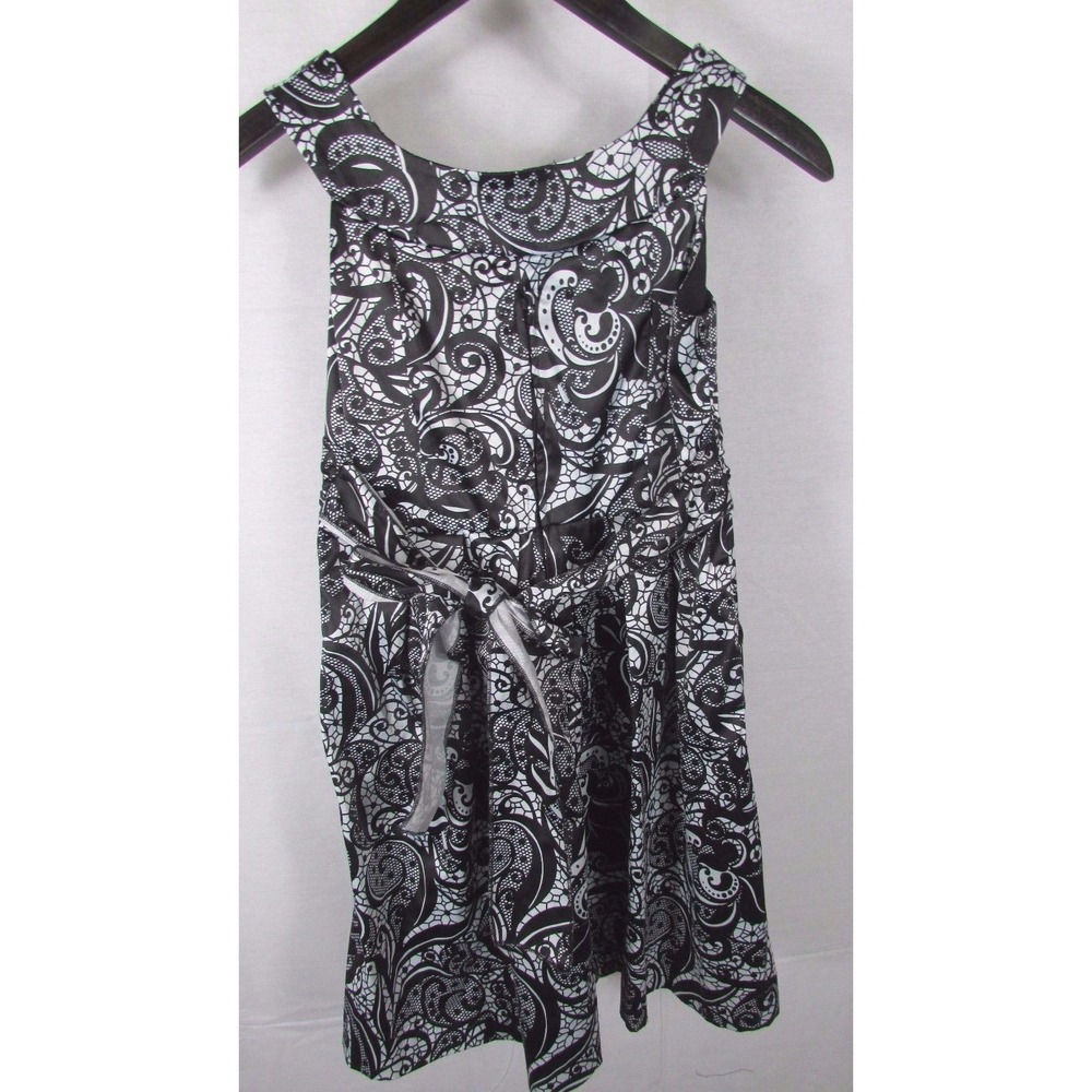 Girl's‎ Ruby Rox 14 black white abstract paisley party dress above the knee